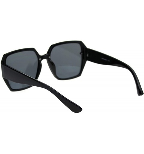 Square Womens Recess Panel Lens Octagonal Butterfly Plastic Fashion Sunglasses - All Black - CN18TM94STO $25.39