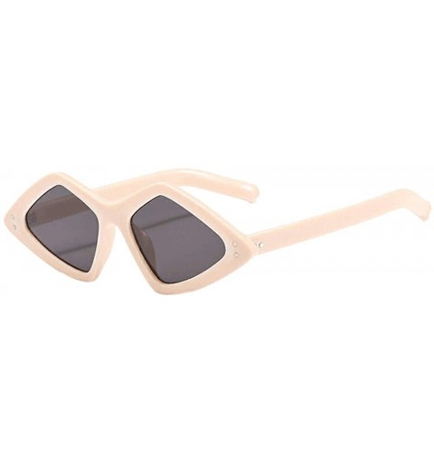 Round Unisex Lightweight Irregular Fashion Sunglasses Mirrored Polarized Lens Glasses - Beige - CO18SCY6KW2 $8.80