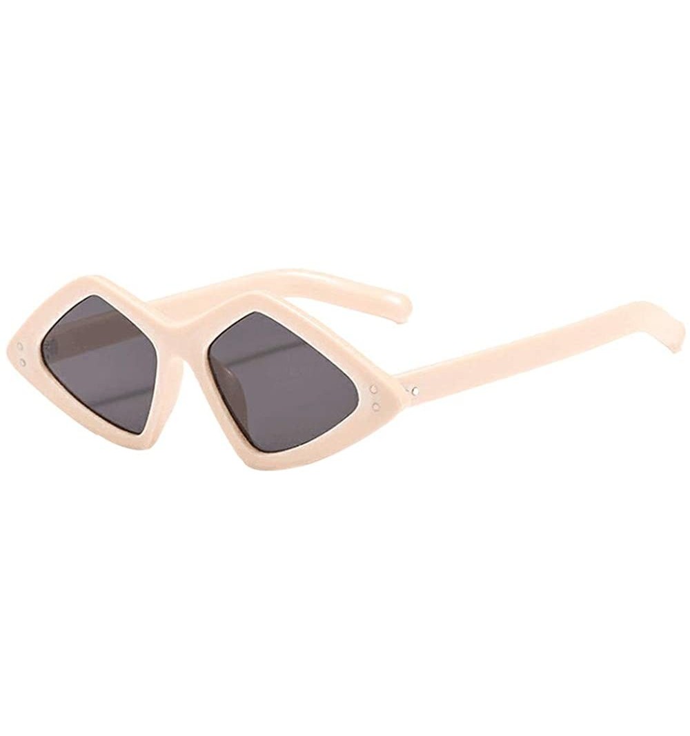 Round Unisex Lightweight Irregular Fashion Sunglasses Mirrored Polarized Lens Glasses - Beige - CO18SCY6KW2 $8.80