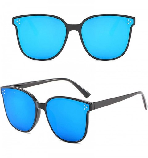 Oversized Women's Lightweight Oversized Fashion Sunglasses - Mirrored Polarized Lens - Blue - CI18RIZ2IY6 $7.77