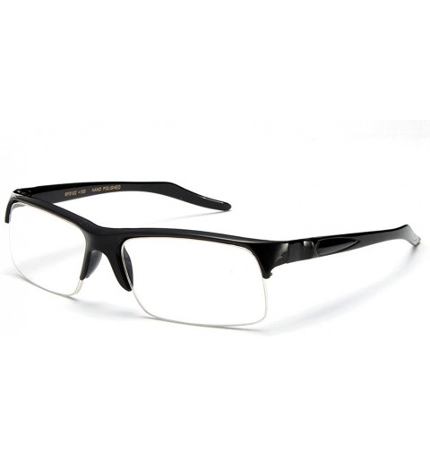 Oversized Unisex Slim Fit Half Frame Clear Lens Glasses - Black - C711YN6MJFN $8.78