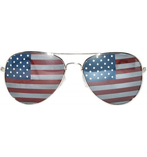 Aviator American Flag USA Classic Metal Frame UV Protection OWL. - 01_silver_frame - C012795LVDP $11.37