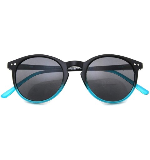 Round Key Hole Style Bifocal Sun Readers Spring Hinge Round Reading Sunglasses - Black Green - CA180N4W8MZ $12.75