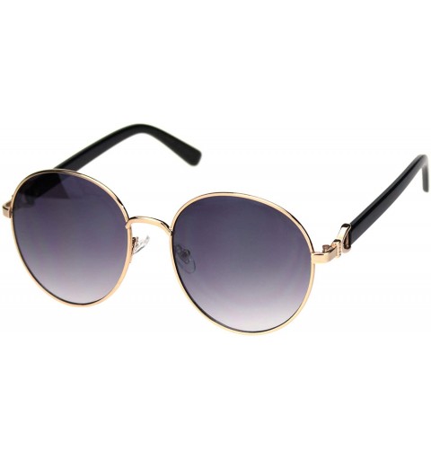Round Womens Vintage Round Fashion Sunglasses Classy Chic Design UV 400 - Gold Black (Smoke) - C018A2CS8A6 $9.33