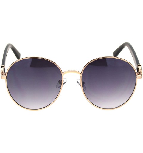 Round Womens Vintage Round Fashion Sunglasses Classy Chic Design UV 400 - Gold Black (Smoke) - C018A2CS8A6 $9.33