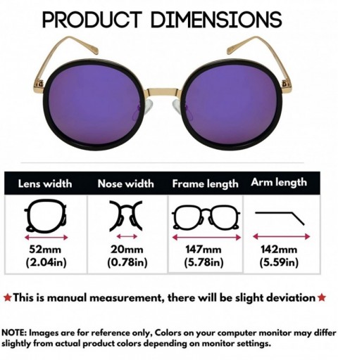 Round Polarized Sunglasses Driving Fishing Protection - Gold Frame/Purple Mirrored Polairzed Lens - C4194Q82MZX $14.74