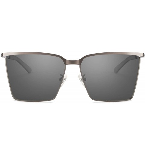 Square Men Women's Sunglasses Polarized Square Frame UV400 Protection for Driving Fishing Hiking - Gun - CG18T58500M $20.46