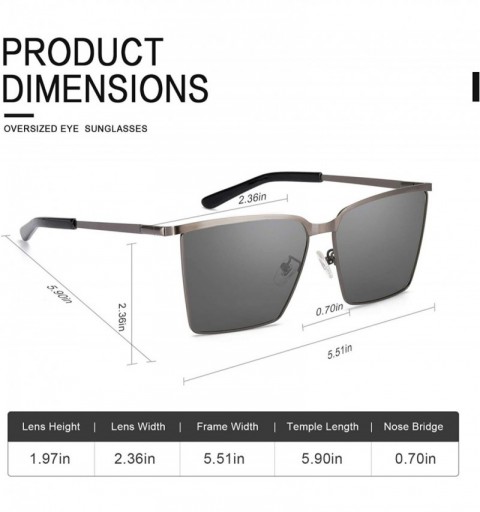 Square Men Women's Sunglasses Polarized Square Frame UV400 Protection for Driving Fishing Hiking - Gun - CG18T58500M $20.46