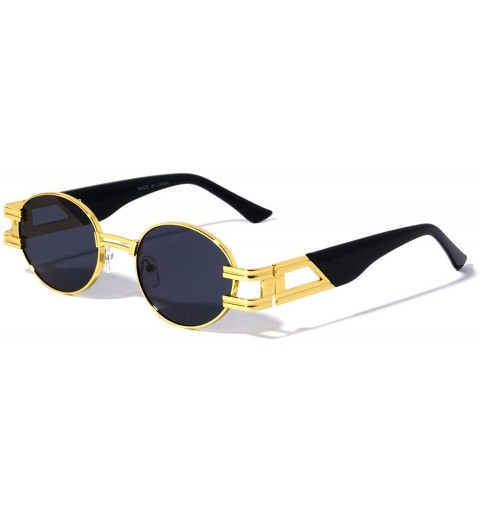 Oval Oval Retro Art Nouveau Vintage Style Metal Frame Sunglasses - 2 Pack Black and Blue - CF1978QYXAL $26.27