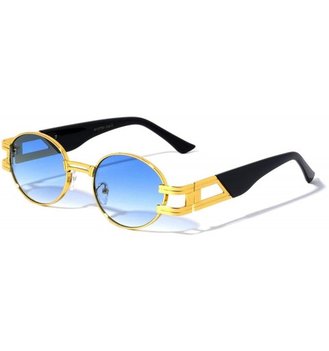 Oval Oval Retro Art Nouveau Vintage Style Metal Frame Sunglasses - 2 Pack Black and Blue - CF1978QYXAL $26.27