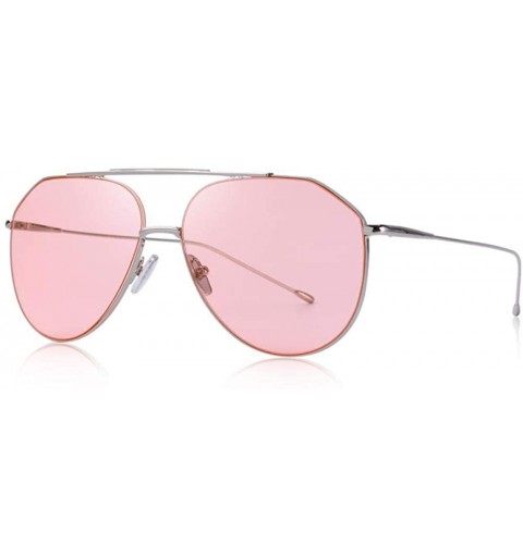 Aviator Men/Women Classic Pilot Sunglasses Big Frame 100% UV400 C06 Silver Clear - C02 Pink - CW18YZWIL73 $12.40