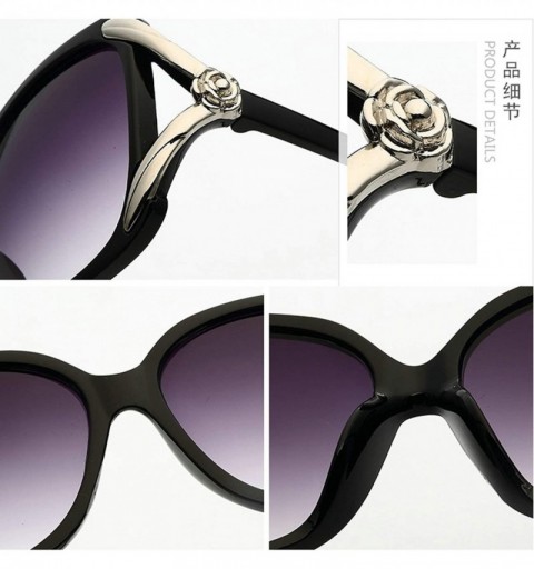 Oval Vintage V Shape Frame Sunglasses for Women PC Resin UV 400 Protection Sunglasses - Black - CH18T2UL4QX $11.33