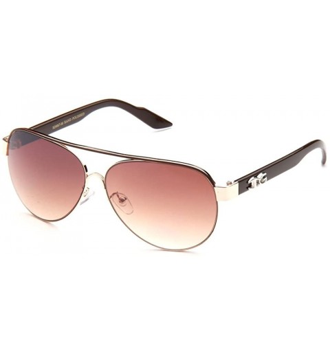 Round Big Oversized Aviator Fashion Sunglasses UV Protection Metal New Model - Gold/Brown - CX117P3PAZB $13.12