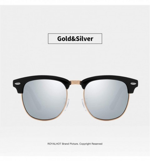 Wayfarer Polarized Square Sunglasses for Men Driving Wayfarer Sun Glasses Women - Gold Silver - CX194ALK3A4 $17.41