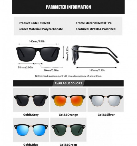 Wayfarer Polarized Square Sunglasses for Men Driving Wayfarer Sun Glasses Women - Gold Silver - CX194ALK3A4 $17.41