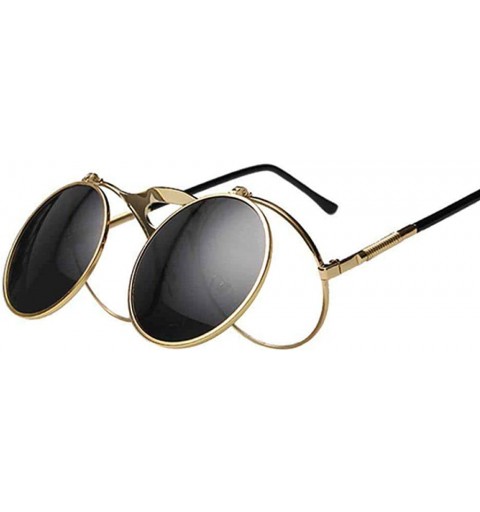 Aviator 2019 Gothic Steampunk Clamshell Sunglasses Men Brand Designer Sun Glasses Slver - Slver - CU18Y4RNZXD $11.78