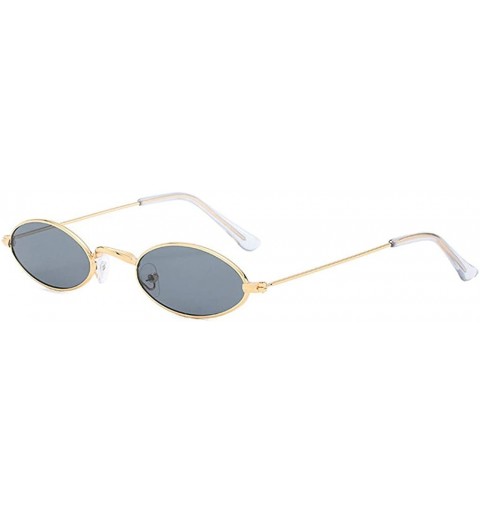 Oval Classic Small Round Sunglasses Trendy Design Style Sunglasses Metal Frame Resin Lens Vintage Sunglasses - Unisex - CK199...