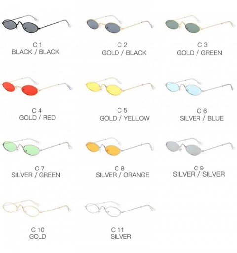 Oval Classic Small Round Sunglasses Trendy Design Style Sunglasses Metal Frame Resin Lens Vintage Sunglasses - Unisex - CK199...