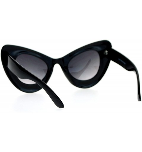 Oversized Oversize Thick Plastic Comic Stylized Cat Eye Sunglasses - Black Smoke - CG12CDS8XDT $9.08