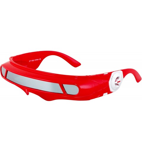 Shield Futuristic Space Alien Costume Party Cyclops Shield Colored Mirror Mono Lens Wrap Sunglasses 147mm - Red/Mirror - C218...