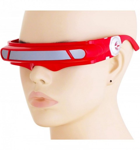 Shield Futuristic Space Alien Costume Party Cyclops Shield Colored Mirror Mono Lens Wrap Sunglasses 147mm - Red/Mirror - C218...