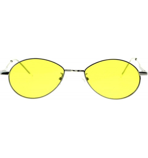 Oval Mens Mod Oval Round Metal Rim Pimp Daddy Color Lens Sunglasses - Silver Yellow - C218GQYWQZD $15.39