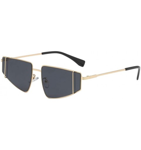 Wrap Metal SunglassesMan Women Irregular Shape Sunglasses Glasses Vintage Style - Black - C718TM56RWR $19.09