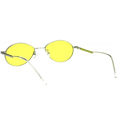 Oval Mens Mod Oval Round Metal Rim Pimp Daddy Color Lens Sunglasses - Silver Yellow - C218GQYWQZD $15.39