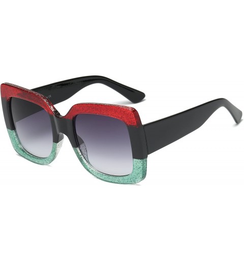 Oversized Women Retro Square Oversized UV Protection Fashion Sunglasses - Red - CE18IZD32GO $9.48