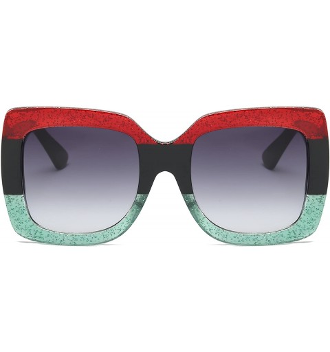 Oversized Women Retro Square Oversized UV Protection Fashion Sunglasses - Red - CE18IZD32GO $9.48