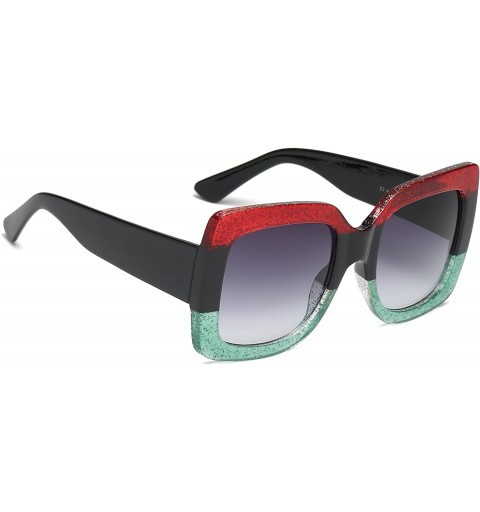 Oversized Women Retro Square Oversized UV Protection Fashion Sunglasses - Red - CE18IZD32GO $9.48