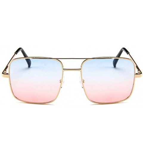 Square Flat Top Coating Ocean Sunglasses Women Big Frame Siamese Lenses Square Men Sun Glasses UV400 - Goldgray - CY198UQCHW5...