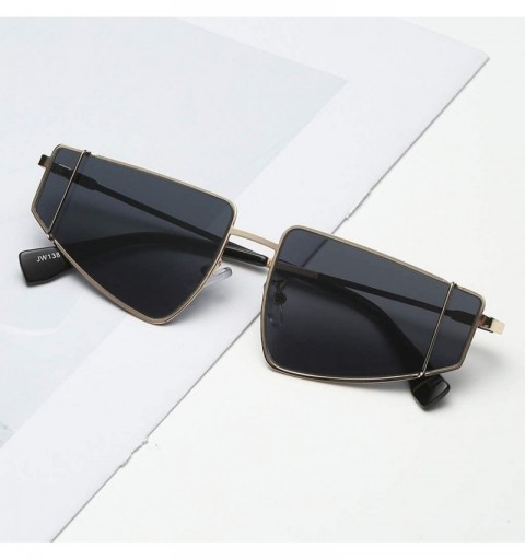 Wrap Metal SunglassesMan Women Irregular Shape Sunglasses Glasses Vintage Style - Black - C718TM56RWR $9.31