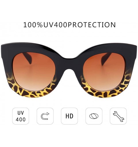 Oversized Cateye Sunglasses For Women Street Fashion Oversized Plastic Frame - 100% UV Protection - CG18L2D5NS7 $8.05