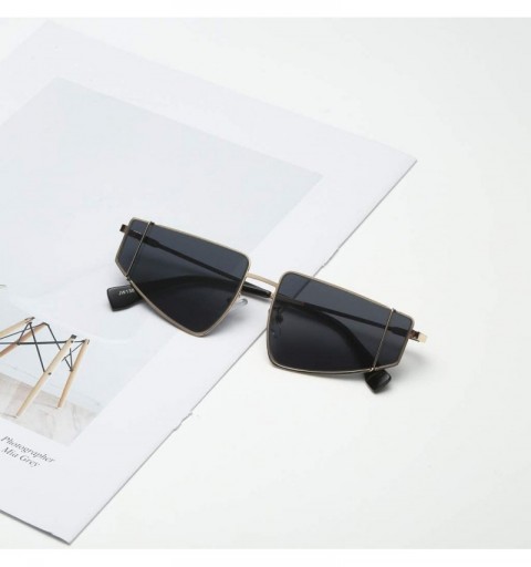 Wrap Metal SunglassesMan Women Irregular Shape Sunglasses Glasses Vintage Style - Black - C718TM56RWR $9.31