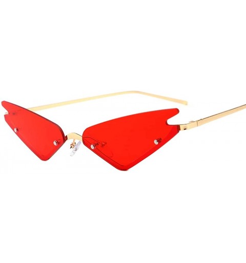 Aviator Rimless Cateye Party Sunglasses for Women Small Face Eyewear Shades - Red - CB1992O3AR8 $7.09