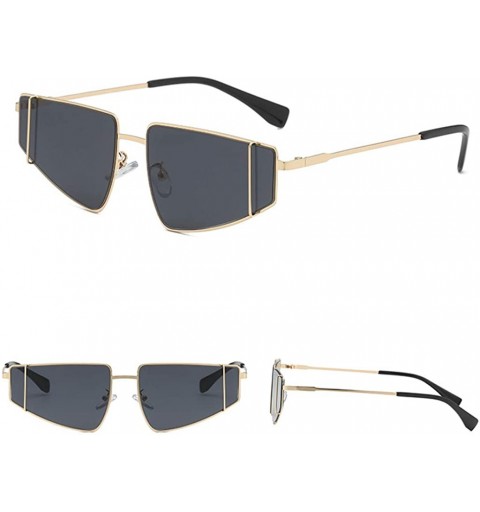 Wrap Metal SunglassesMan Women Irregular Shape Sunglasses Glasses Vintage Style - Black - C718TM56RWR $20.95