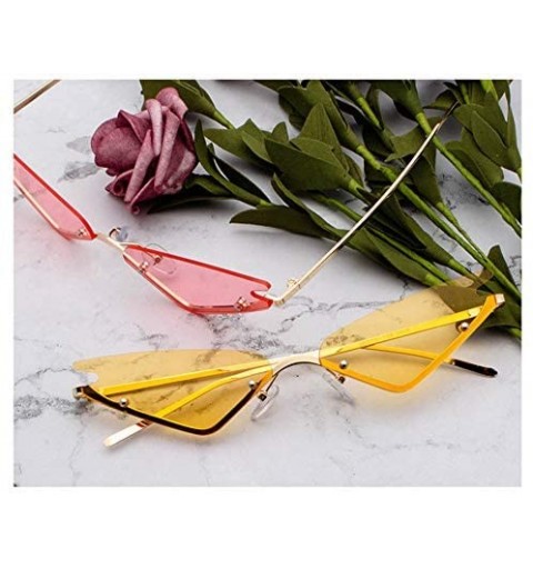 Aviator Rimless Cateye Party Sunglasses for Women Small Face Eyewear Shades - Red - CB1992O3AR8 $7.09