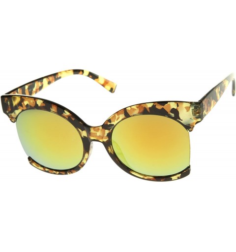 Cat Eye Womens Oversize Side Cut Marble Frame Iridescent Lens Cat Eye Sunglasses 59mm - Yellow / Yellow Mirror - CO12GSJNC8Z ...