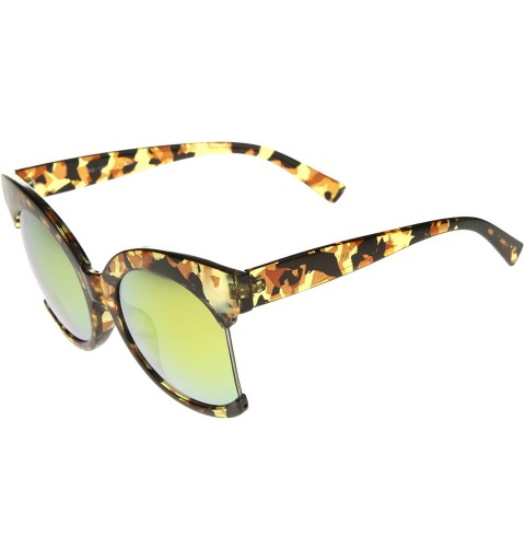 Cat Eye Womens Oversize Side Cut Marble Frame Iridescent Lens Cat Eye Sunglasses 59mm - Yellow / Yellow Mirror - CO12GSJNC8Z ...