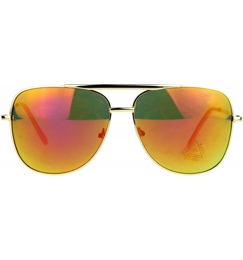 Oversized Square Aviator Sunglasses Oversized Fashion Gold Metal Frame Mirror Lens - Gold (Orange Mirror) - C1189LKYYE6 $20.11