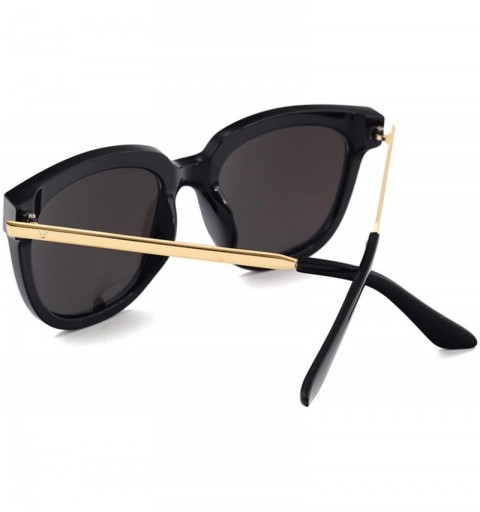 Round Unisex JTS9244 Oversized Thick Rim Metal Temple Aviator Sunglasses - C1-black+blue - CJ12ECR34SN $13.30