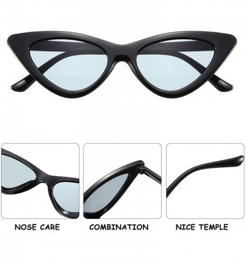 Oval Vintage Cateye Sunglasses Plastic Frame Glasses Colorful Retro Goggles for Men Women (4 Color- 4 Pairs) - CS18U5HLEC6 $1...