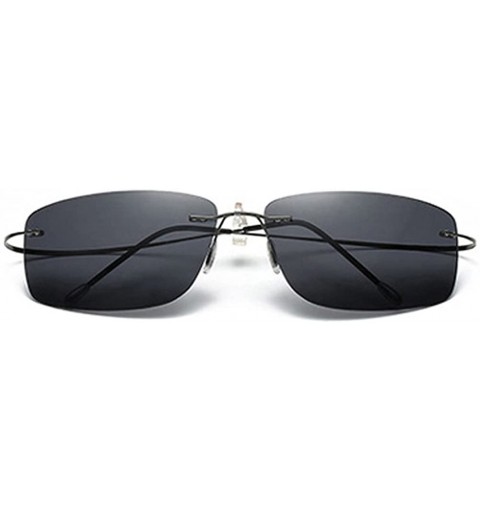 Rimless Titanium No Screw Rimless Polarized Sunglasses For Men Women - Black - CN180ZDZ5SG $24.24