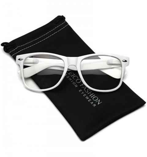 Oversized Iconic Square Non-Prescription Clear Lens Retro Fashion Nerd Glasses Men Women - White - C212NUGJH17 $12.68