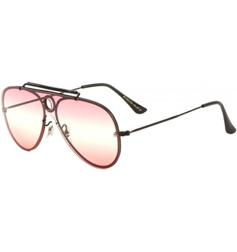 Shield Rimless One Piece Shield Triple Oceanic Color Lens Aviator Sunglasses - Pink Black - CL1987IGN2L $14.71