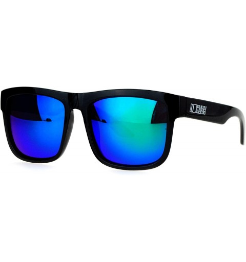 Wayfarer Mirrored Color Mirror Lens Horned Horn Rim Sport Sunglasses - Green - C212EO5PB2P $23.11