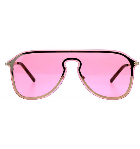 Aviator Designer Style Sunglasses Unisex Retro Keyhole Aviator Fashion Color Lens - Gold (Pink) - CQ18E8ITC6I $9.29