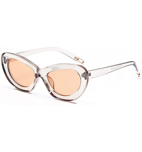 Rectangular Retro Cat Eye Sunglasses Women Candy Colors Resin lens Glasses UV400 - White Brown - CN18NEASU48 $9.21
