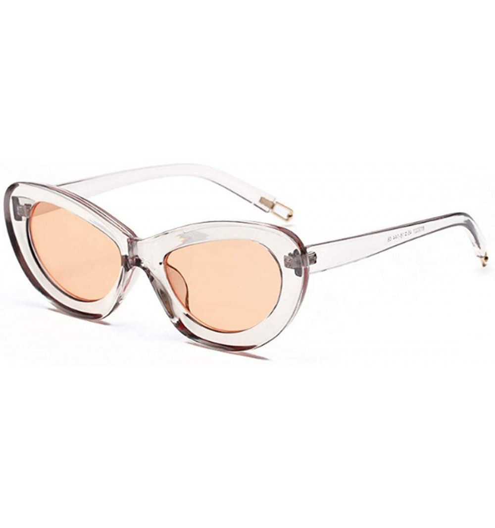 Rectangular Retro Cat Eye Sunglasses Women Candy Colors Resin lens Glasses UV400 - White Brown - CN18NEASU48 $9.21